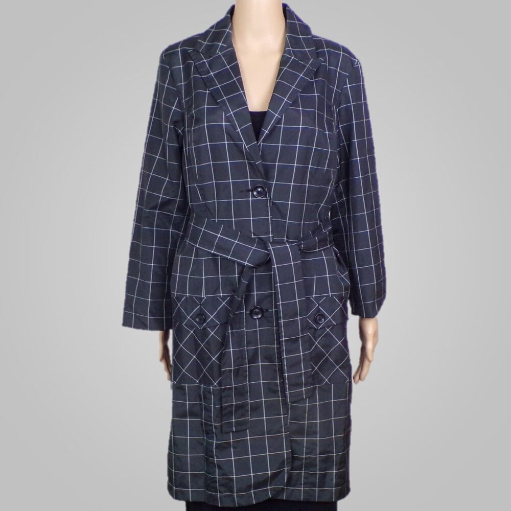 DSTUDIO size 14 gray/silver trench-coat-style raincoat 100% polyester